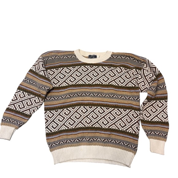 VTG Coogi Men's Geometric Pattern Traders Sweater Grandpa Peconic Bay Sz M